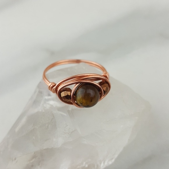 Lexiga Jewelry - Anxiety🌟Tiger's Eye Hematite Copper Dainty Ring